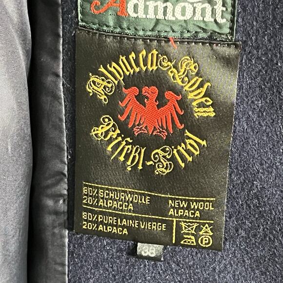 Admont Vintage Heavy Coat Women’s 38 US M Austrian Wool Alpaca Navy Green Trim - Picture 10 of 10